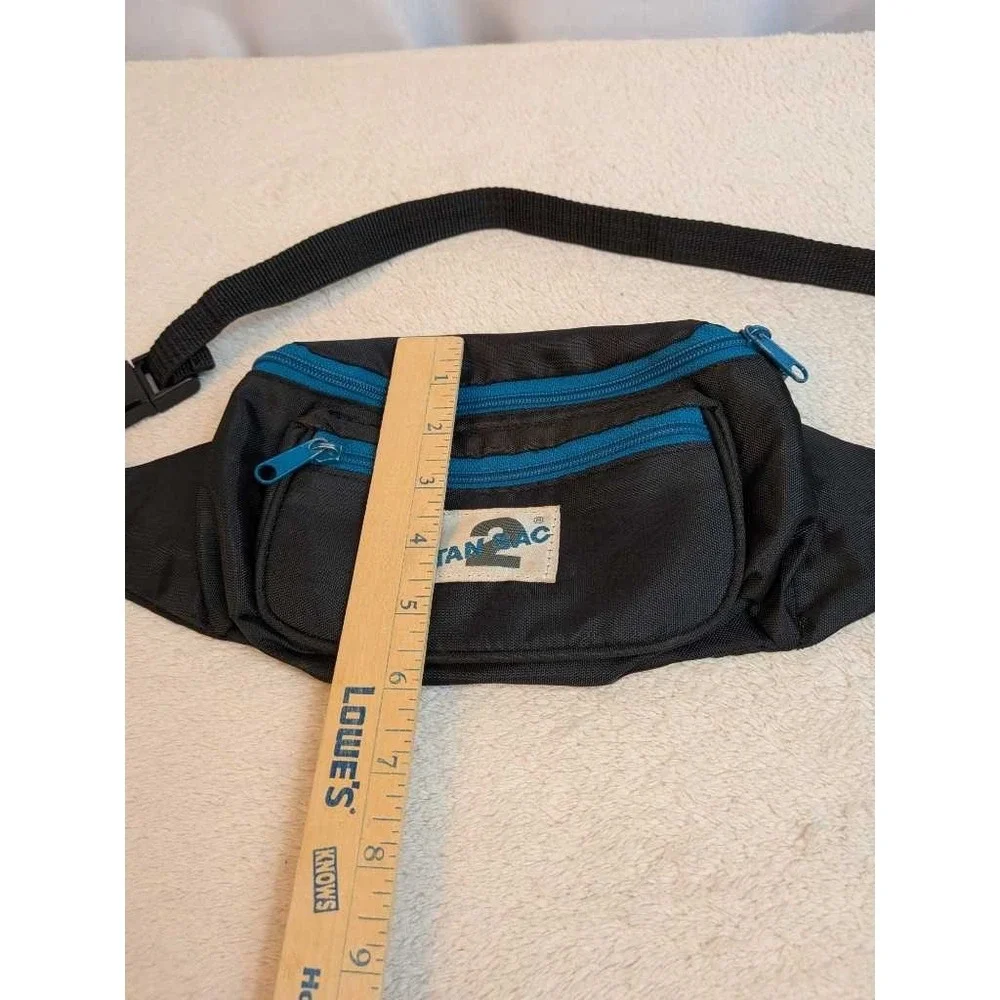 TAN2 Fanny Pack Waist Bag Black Blue Nylon‎ Adjustable Strap Travel Pouch